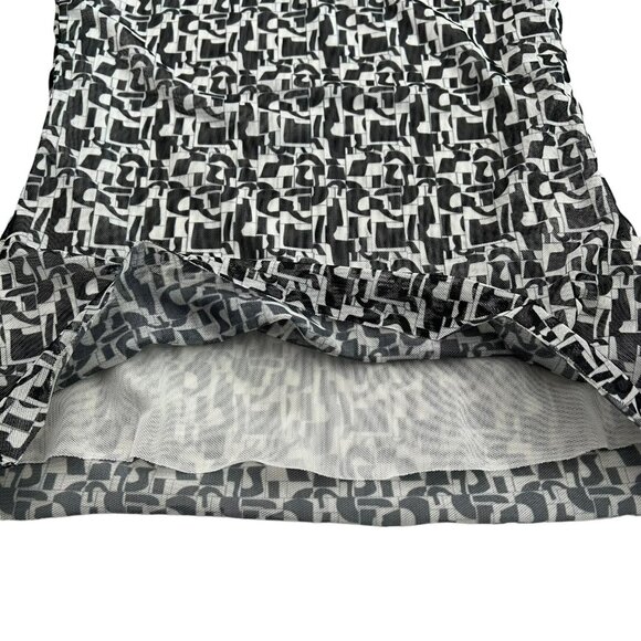 Baum und Pferdgarten Women's Jodi Geometric Mock Neck Mesh Top‎ Black White XS - Picture 5 of 11